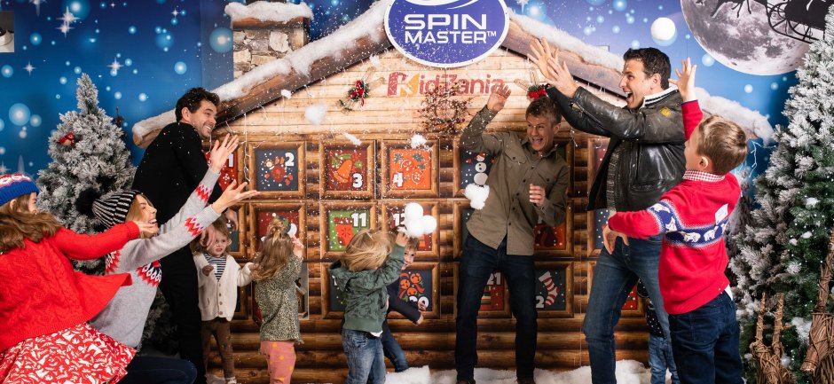 BBC Casualty's Michael Stevenson, Jason Durr and George Rainsford and their children have fun at the Spin Master Charity Advent Calendar at KidZania