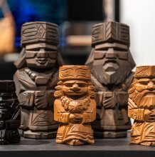 Wooden carvings from Hokkaido from the exhibition Ainu Stories at Japan House London (created by various makers throughout Hokkaido; various dates)
